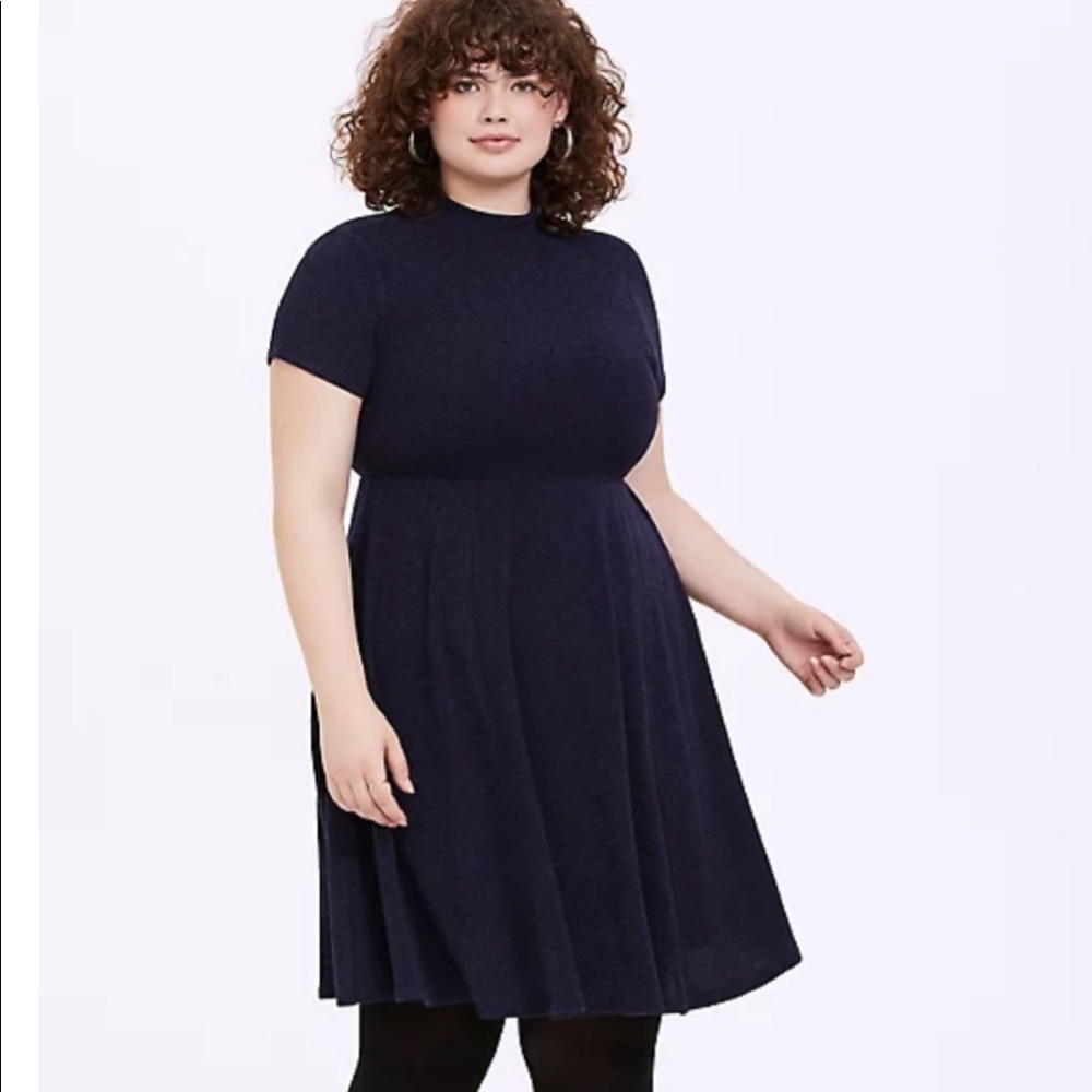 Torrid Women’s Navy Hacci Skater Mock Neck Dress Size 2
